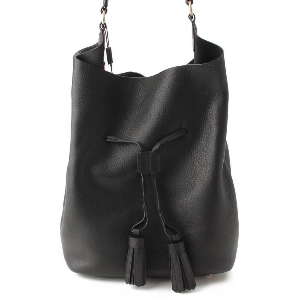 BurberryBurberry ASHBY Drawstring Shoulder Bag Leather Handbag Black - Picture 1 of 6